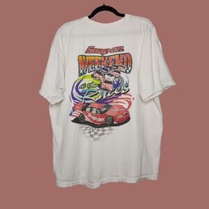 Vintage Snap On Racing Double Sided Art XL White Kansas Speedway Shirt